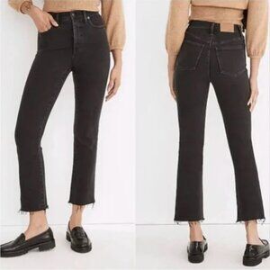 Madewell Cali Demi-Boot Raw Hem Black Jeans Size 25